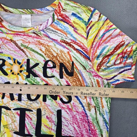 Broken Crayons Still Color Shirt Womens XL Motivational Rainbow Colorful Tee - Picture 2 of 7
